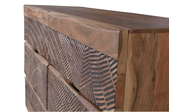 Giner y Colomer Cómoda de Acacia con Patas Metálicas, 6 Cajones, Natural, 86x125x40 cm
